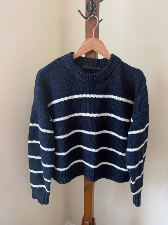 Jenni Kayne Sweaters - Jenni Kayne Navy and White Striped Crewneck Sweater
